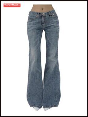 Women's Low Rise Flare Leg Denim Pants Bell Bottom Jeans
